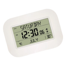 L'horloge numérique LCD moderne affiche la semaine, le-Blanc