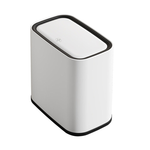 Large Capacity Vacuum Adsorption Trash Can With-8L white black