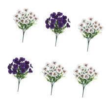 6PCS Realistic Eucalyptuses Bouquets Faux Flower-White purpl