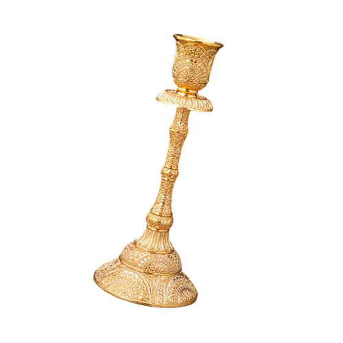 Artistic Handcrafted Single Arm Candlestick Engraved-gold high