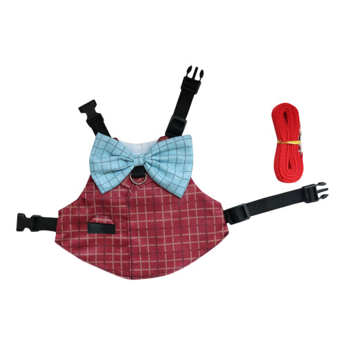 Training Vest Rabbit Harness for Small Pet with Easy Walk-S red
