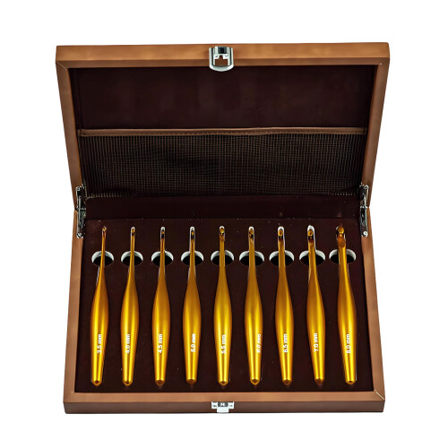 Detachable Alumina Crochet Hook Set Wood Handle Multiple Size