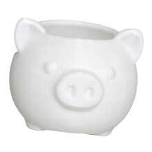 Artistic Pig Themed Small Plant Pot Artistic Decoration-White
