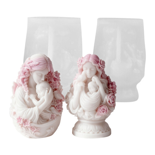 Künstlerische Mutter-Baby-Kerzenform aus Silikon, einfach-5625 2