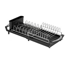 Flexible Expandable Over Sink Dish Drainer With Two-Black