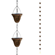 Decorative Rain Chain With 5 Beautiful-12 cups in red coppe