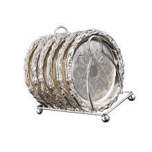 Pack Of 6 Elegant Alloy Dessert Plates With-silver 6 inches
