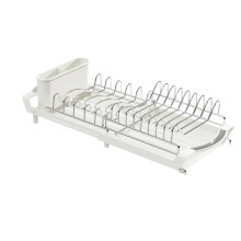 Expandable 2 Level Dish Drainer With Removable Storage-White