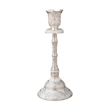 Decorative Antique Embossed Taper Candle Holders-silver high