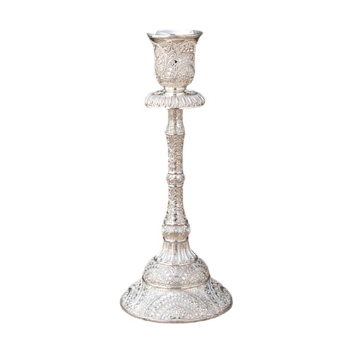 Decorative Antique Embossed Taper Candle Holders-silver high