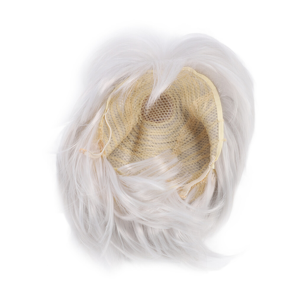 Unisex White Short Cosplay Wig - Synthetic Fiber Anime