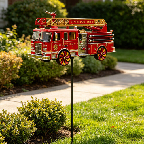 Pièce décorative colorée d'art mobile de camion de pompiers pour 1
