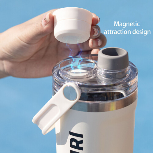 Robuste 800-ml-Thermowasserflasche mit praktischem Griff-Lila 2