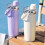Robuste 800-ml-Thermowasserflasche mit praktischem Griff-Lila 7