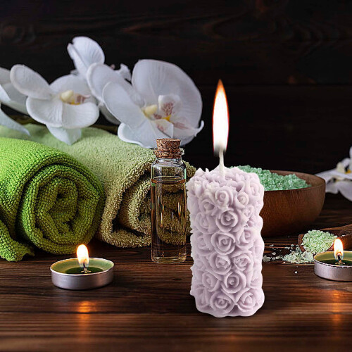 Αρωματικό κερί Rose Pillar σε φυτικό κερί