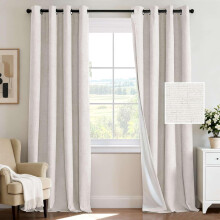 Blackout Linen Curtains 52 x 84 in Grey Grommet Panel
