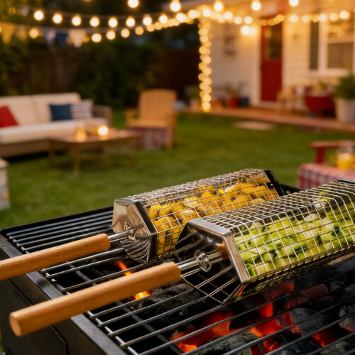 Panier de barbecue roulant, outil de cuisson emboîtable en-L 2