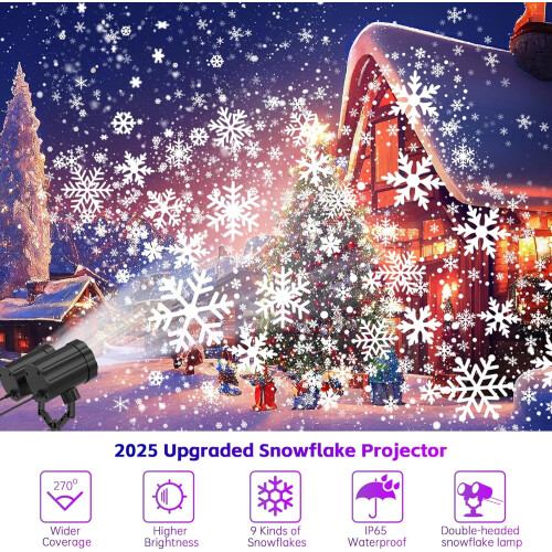 Snowflake Projection Lamp, IP65 Waterproof, Dual-Head, 2