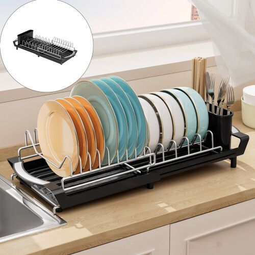 Space Efficient Convertible Metal Dish Drainer For-Gray 2