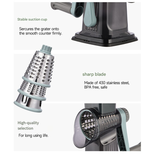 Ergonomic Grip Food Grater Having Viewable-green grass 1