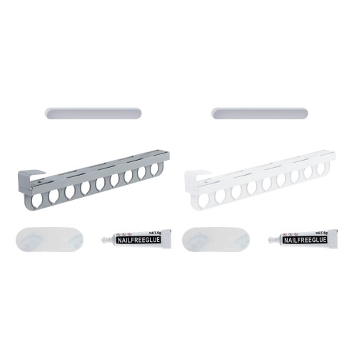 Variable Length Garment Rack Featuring Modern Grey And-White 2