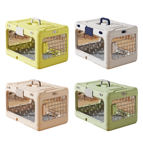 Space Saving Portable Dog puss Case With See Through-Pink 1