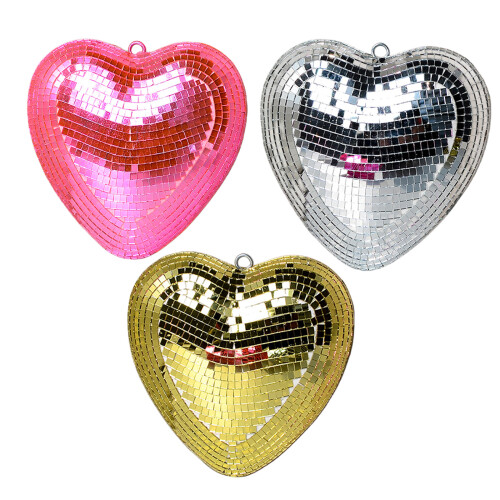 Fonkelende hartvorm discobal hangend ornament reflecterend-Goud 1