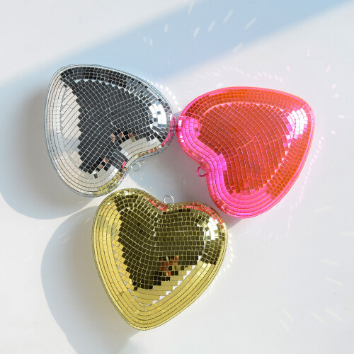 Fonkelende hartvorm discobal hangend ornament reflecterend-Goud 2