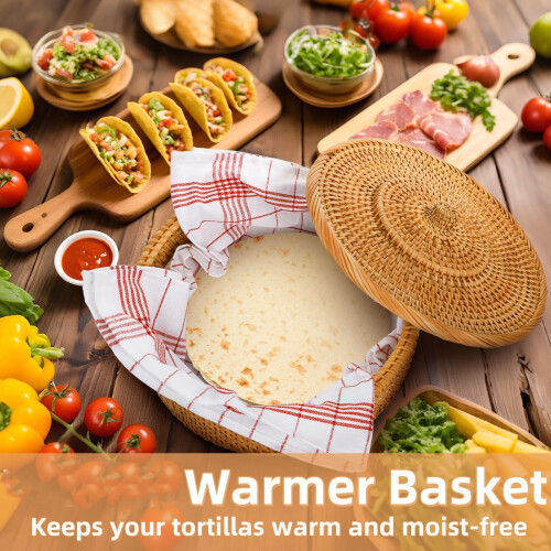 Traditional Style interlaced Flatbread Basket 26cm With 1