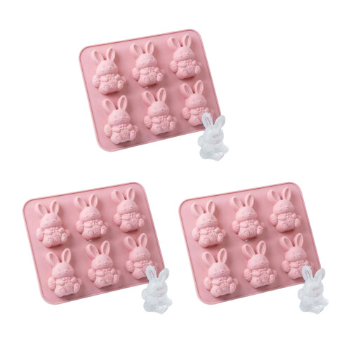 3D Rabbit Shape Ice Cubes Maker Flexible Silicone Molds-3