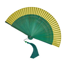Handheld Retro Houten Handventilator Decoratieve-Geel groen