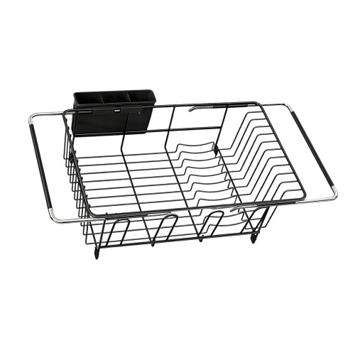 Égouttoir à vaisselle extensible pour évier de cuisine,-Noir