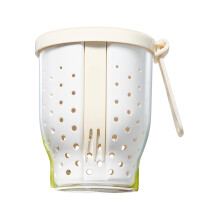Drainable Snacks Cup with Lid and Fork For Freshing Food-White