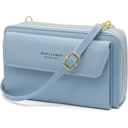 Τσάντα κινητού τηλεφώνου Crossbody για γυναίκες, πορτοφόλι με διπλό φερμουάρ από