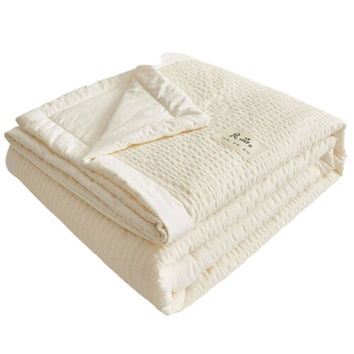 Breathable Summer Lightweight Bedding Quilt-Milky white B