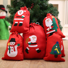 Feestartikelen voor kerst, 3D stoffen kerstcadeautasjes met kerstmanlogo voor een ruime keuze aan cadeaus, schattige designs: kerstman, kerst