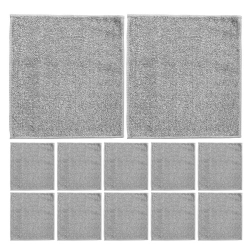 12Pcs Ultra Absorbent Gray Microfiber Kitchen Face Towels Reusable Set