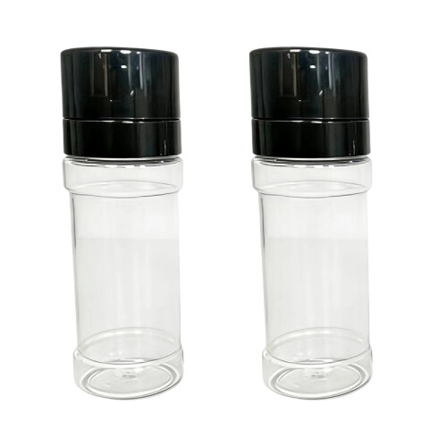 2Pcs 100Ml Clear PET Peppers Grinders Bottle-Black base bottle