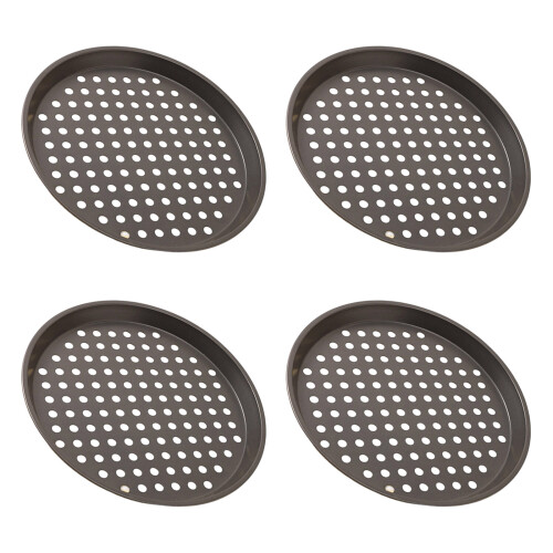 4Pieces Restaurant Quality Perforated Pizza Baking Pans Baking