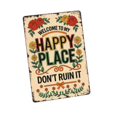 Welcome To Happy Place Garden Yard Sign Rustproof Metal-large