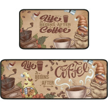 Washable Non-Slip Coffee Kitchen Rug Set of 2