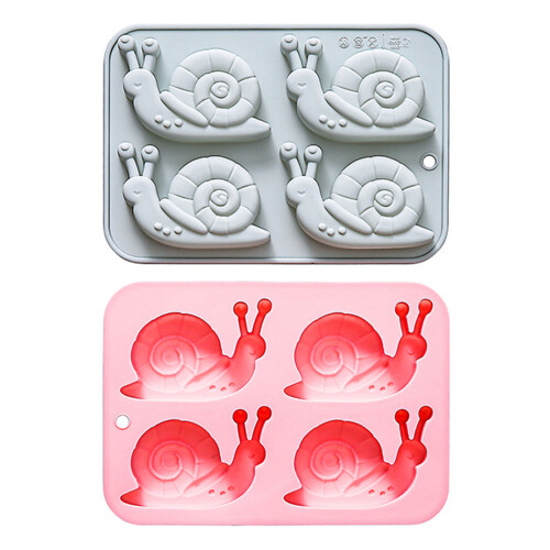 Moules de cuisson en Silicone d'escargot à 4 cavités,-Rose 1