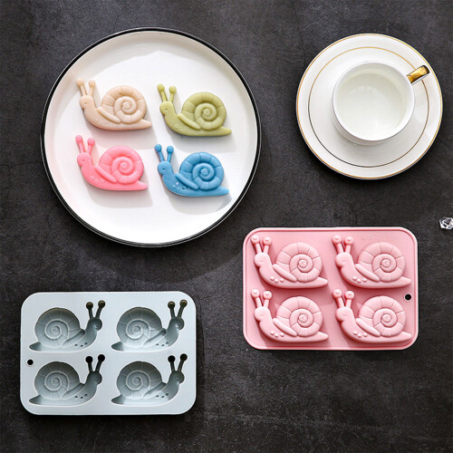 Moules de cuisson en Silicone d'escargot à 4 cavités,-Rose 2