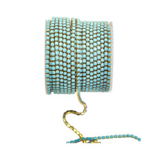 Metal Base Rhinestones Chain Trim-Porcelain blue on go