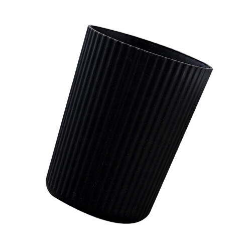 Plastic afvalcontainer prullenbak met gestreept patroon-Zwart