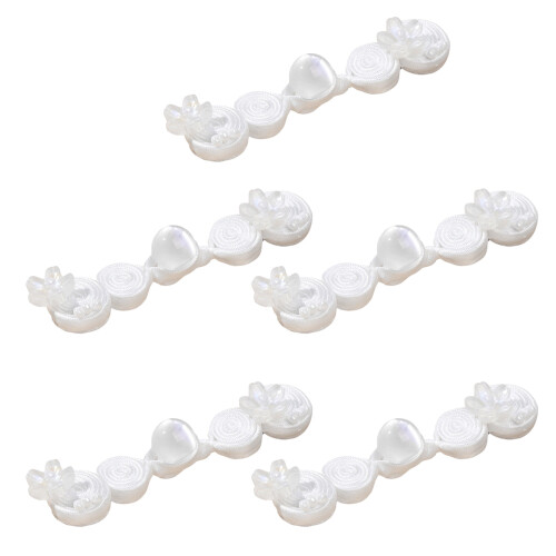 Artisanal Crafted Satins Flower Knot Button 7Cm Length-White