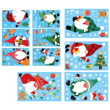 Decoração natalina festiva para janelas com gnomos, feita em PVC com membrana eletrostática de alta qualidade, ideal para superfícies lisas.