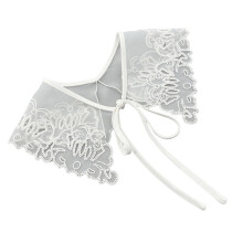 Elegant White Lace Detachable Shawl Collar Half Shirt For-White