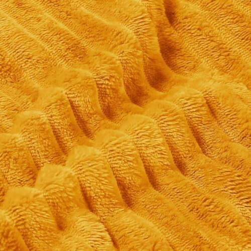 King Size Fleece Blanket – 3D Ribbed Stripe, Mustard 2