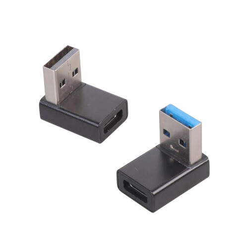 Adaptateur USB vers USB C à 90 degrés, 2 pièces, convertisseur